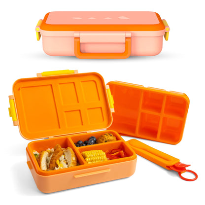 OVVE Ultimate Kids Bento Box & Cutlery Set - Leakproof Lunch Box for Kids with Interchangeable Inserts, BPA-Free, Dishwasher & Microwave Safe - Lunch Containers for School & Preschool (Orange)
