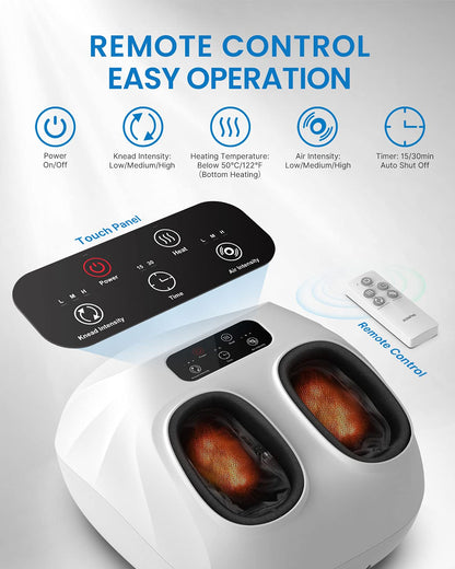 RENPHO Foot Massager Machine with Heat [2026 Upgraded], Shiatsu Foot Massager for Plantar Fasciitis, Foot Massager Machine for Women, Wireless Control, True Full Foot Massager, Up to Size 14, BK