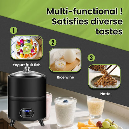 8L/8qt Yogurt Maker Machine, Yogurt Maker with Time and Temperature Control, Commercial Yogurt Maker, Black garlic fermentation machine, Sweet Rice Wine Maker for Home (black, 8L)