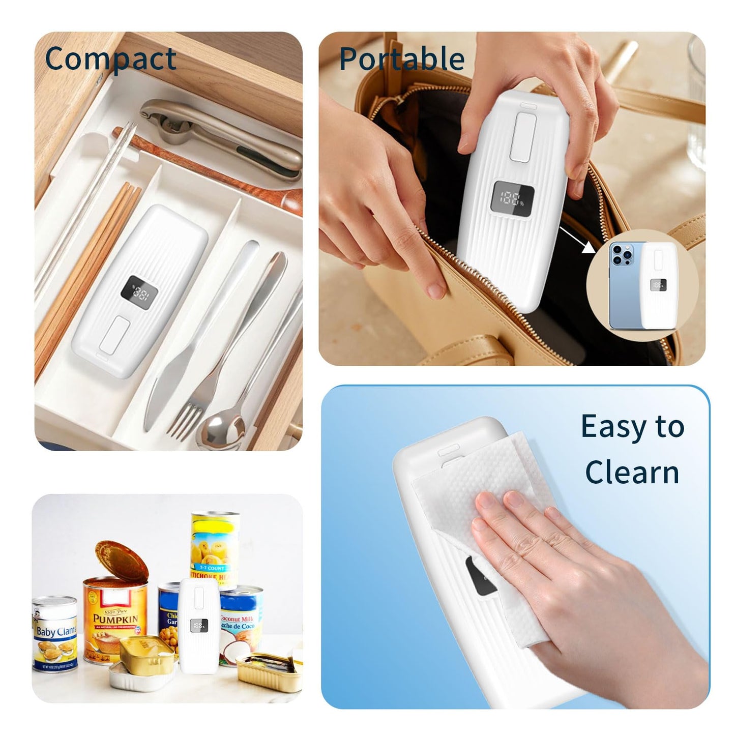 Electric Can Opener with LED Display, USB Rechargeable Electric Can Opener for Seniors & Arthritis, One-Touch Automatic Can Opener, Hands-Free, Smooth Edge, Compact, Cordless