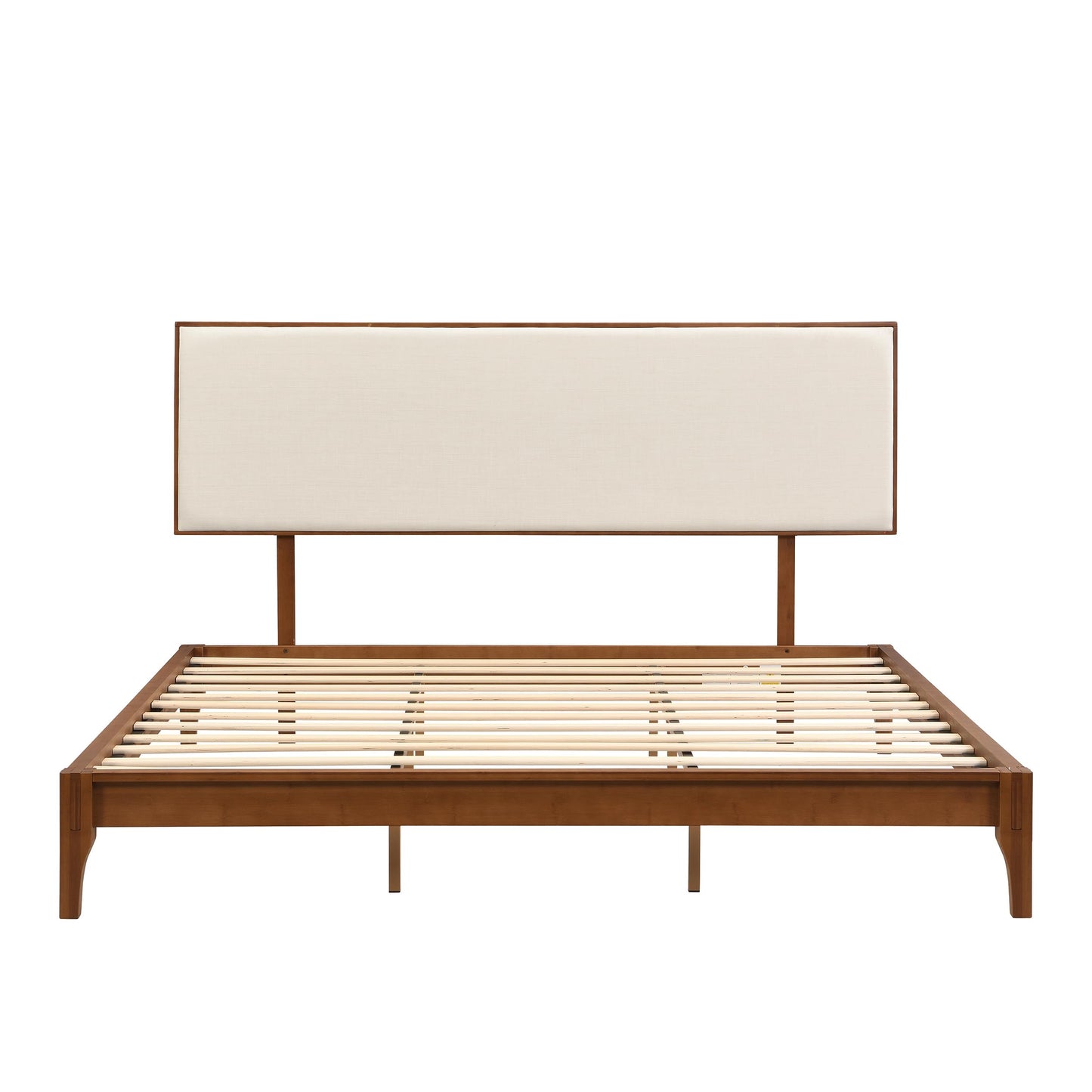 Merax King Size Bamboo Upholstered Adjustable Headboard with 3 Height, Easy Assembly, Brown+Beige