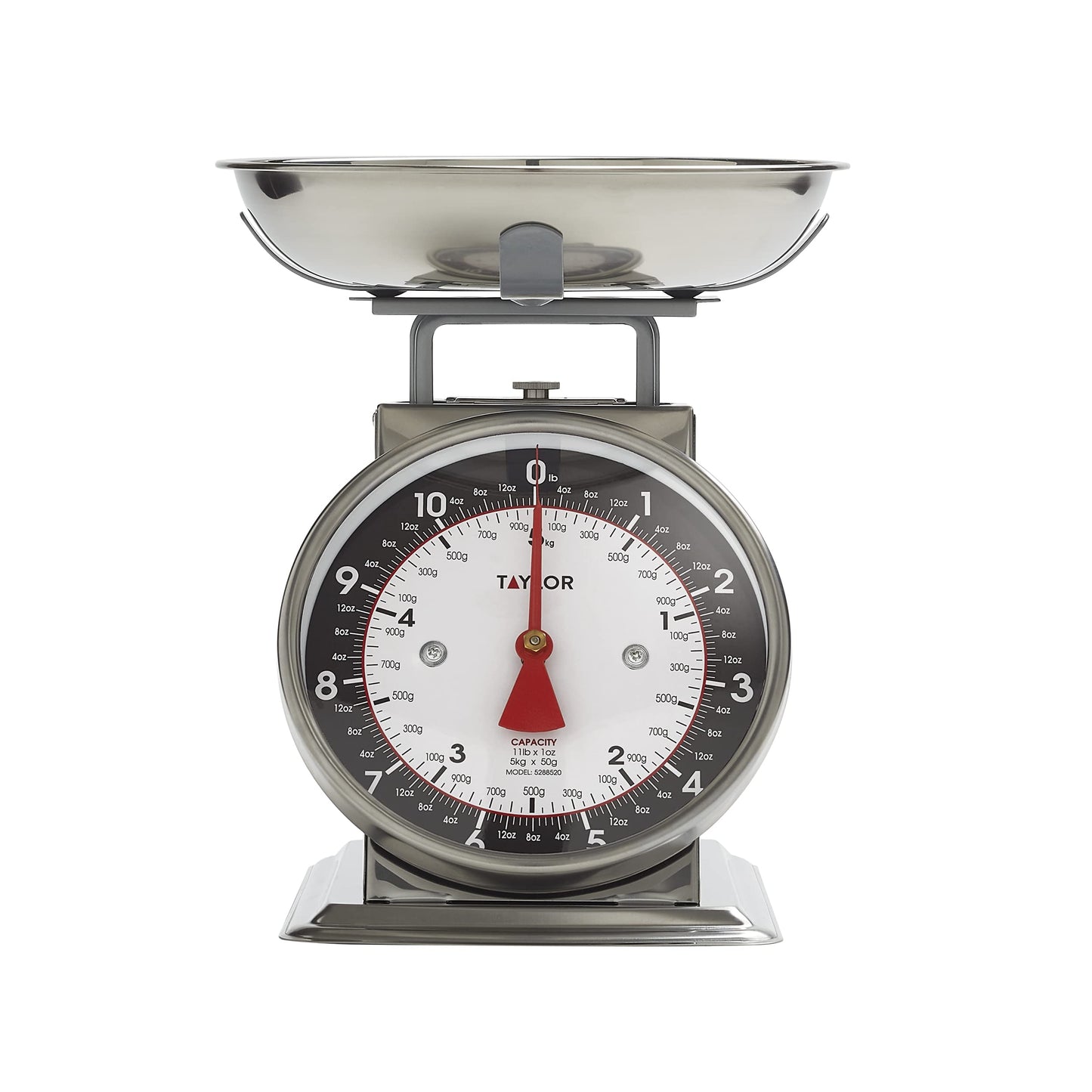 Taylor Mechanical Kitchen Food Scale with Bowl, Weighs Up to 11lbs, Measures in Grams and Ounces, Analog Cooking Scale for Baking, Black and Silver