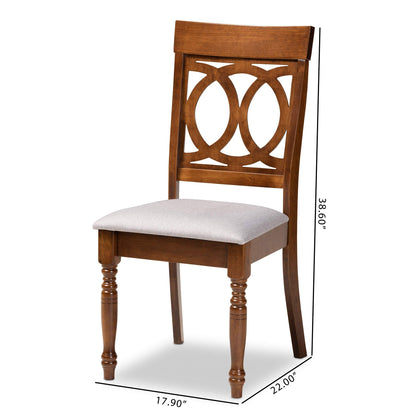 Baxton Studio Lucie 4-Piece Dining Chair Set - Grey Fabric Upholstered With Walnut Brown Finished Wood