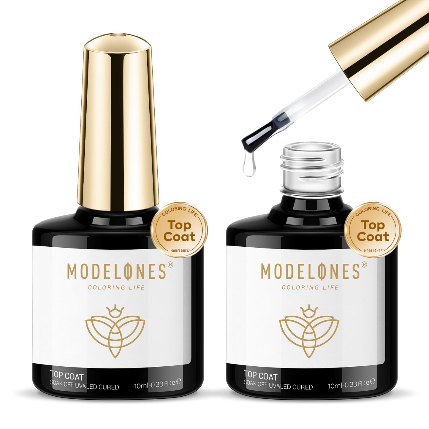 modelones Builder Nail Gel with Gel Top Coat, 3Pcs Clear Builder Nail Kit for Thickening Apex Building Extension Rhinestone Gel Tips Glue, U/V LED Lamp Cured for Home DIY Salon Girls