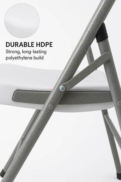 BTEXPERT White Folding Chair Steel Frame Commercial Heavy Duty Foldable Chair Portable HDPE Plastic Seat Event Chair for Indoor Outdoor Wedding Party Picnic Kitchen Dining Church School Set of 12