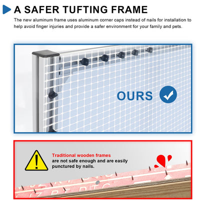 Kerty 70 Inches Extra Large Rug Tufting Frame, Aluminum Metal Tufting Frame Kit for Rug Making, A Safer Tufting Cloth Stand for Tufting Beginners and Lovers