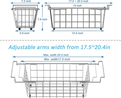 17.5"~20.4", 2 pack SANNO Chest Freezer Baskets, Stainless Steel Storage Organizer Bins with Sturdy Handles for Chest