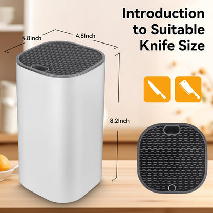 Ninonly Knife Block Without Knives 2 in 1 Universal Square Knife Holder for Kitchen with Scissors Slot Space Saving Detachable Kitchen Knife Storage