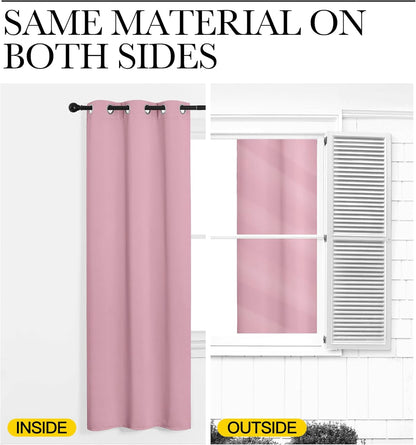 NICETOWN Blackout Window Curtain Panels - Thermal Insulated Grommet Drapes | Crystal Pink, 29x45 Inch (1 Pair)