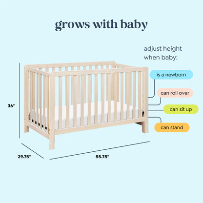 Carter’s by Davinci Colby 4-in-1 Convertible Crib - GREENGUARD Gold Certified Convertible Baby Crib to Toddler Bed, Daybed, Full-Size Bed - Wooden Baby Bed w/Four Adjustable Heights - Washed Natural