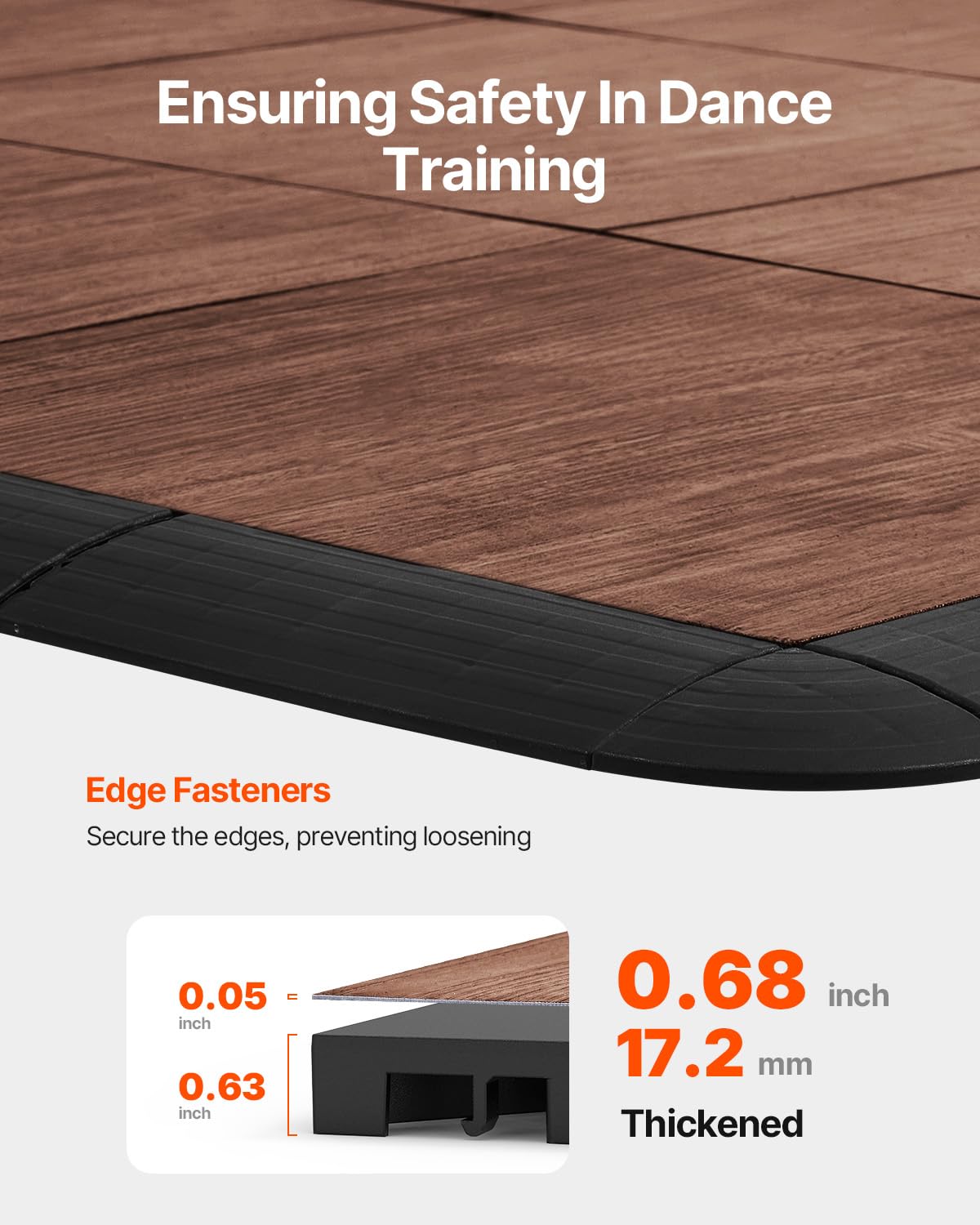 VEVOR Dance Floor Tiles, 12.4 x 12.4 in 52 Piece Interlocking Dance Flooring, Portable Dance Practice Floor with Cushioned Base (Oak Wood Grain, 52 sq. ft/Box)