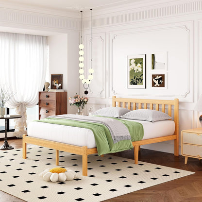 ZIYOO Bamboo Bed Frame Full, Ideal for Bedroom, Guest Room, Apartment & Hotel Use, No Box Spring Needed, Sturdy & Noise-Free Platform Bed with Easy Assembly 14 Inch