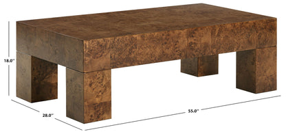 SAFAVIEH Couture Collection – Betharose Walnut Burl Wood Coffee Table, Modern Rectangular Living Room Centerpiece (SFV2220A)
