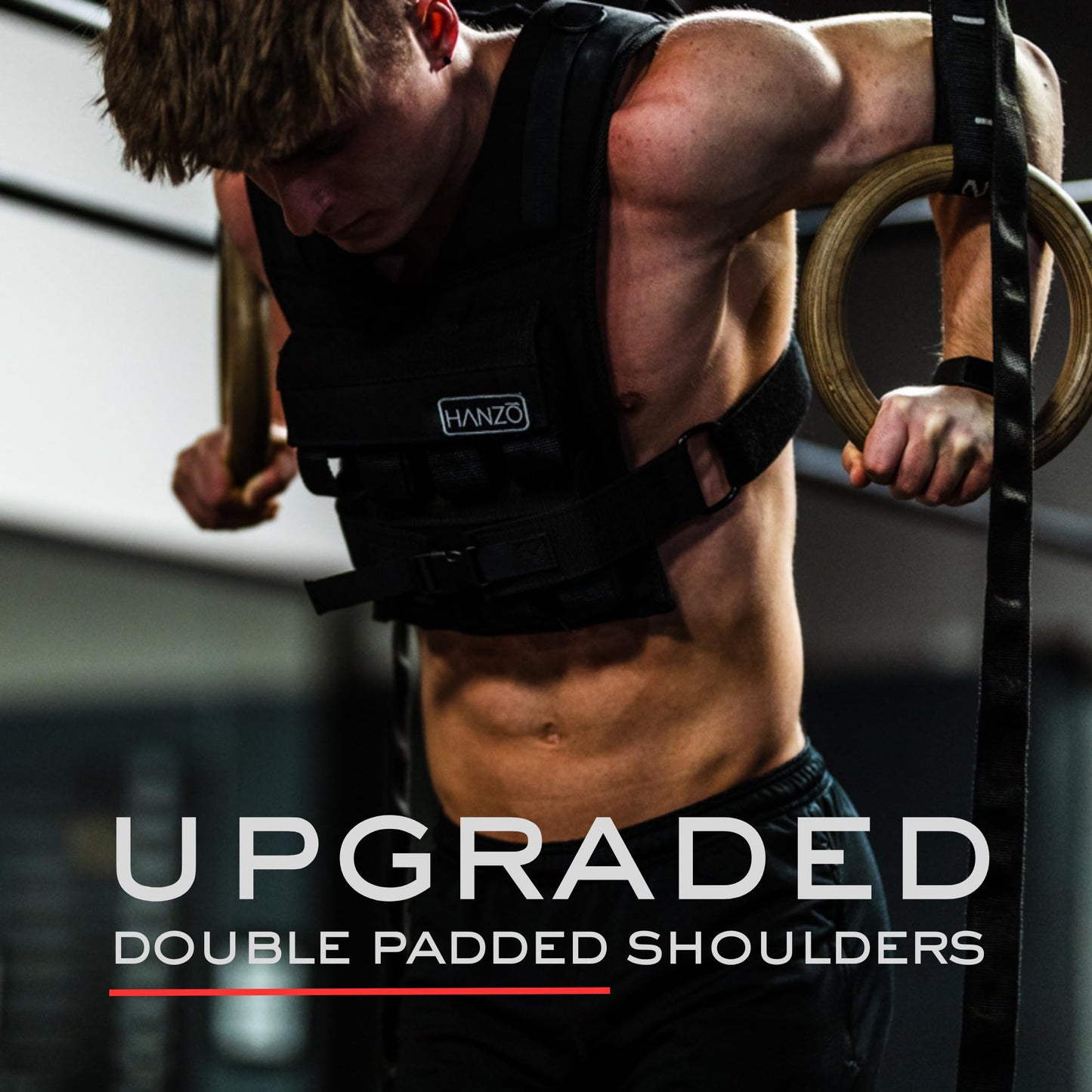 HANZO Weighted Vest for Men - Rucking & Strength Training Vest 25lbs–65lbs, Weight Vest With Removable Iron Weights, Adjustable Heavy Duty Weighted Workout Vest for Calisthenics & Fitness Training, Rucking Vest
