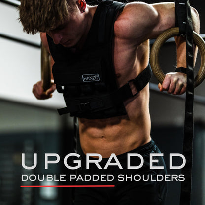 HANZO Weighted Vest for Men - Rucking & Strength Training Vest 25lbs–65lbs, Weight Vest With Removable Iron Weights, Adjustable Heavy Duty Weighted Workout Vest for Calisthenics & Fitness Training, Rucking Vest