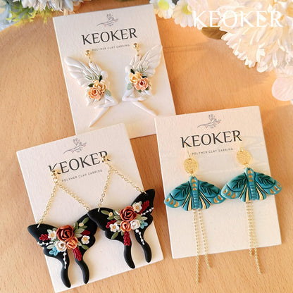 KEOKER Polymer Clay Cutters - 6 Shapes Embossed Butterfly Cutters for Jewelry Making