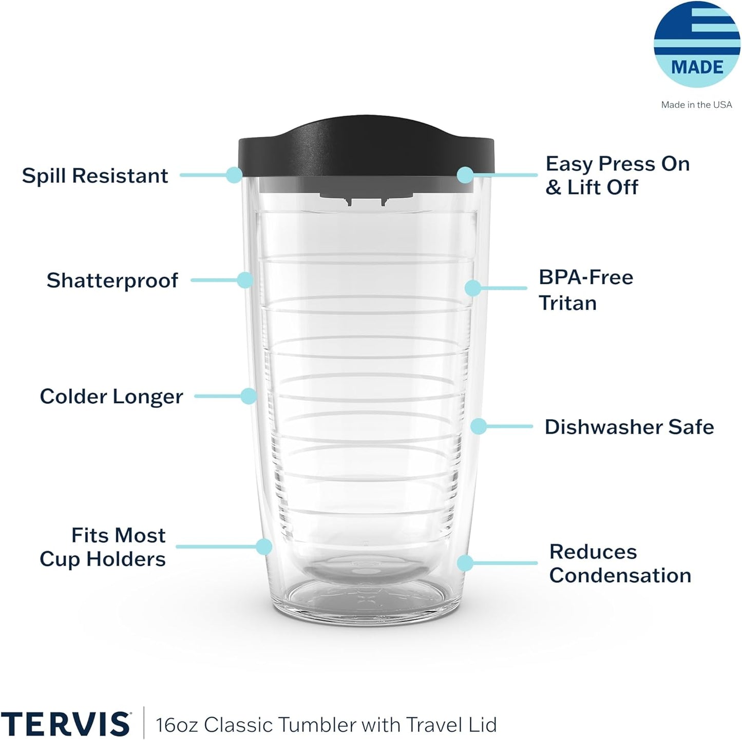 Tervis Navy Forever Proud Made in USA Double Walled Insulated Tumbler, 16oz Travel Cup