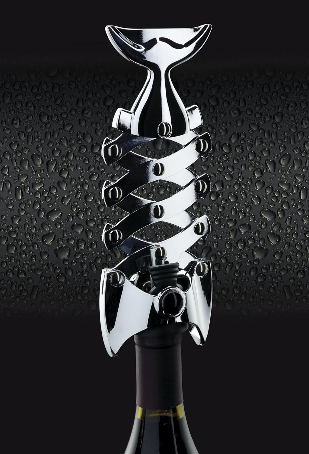 Lazy Fish Corkscrew and Bottle Opener, Stainless Steel Wine Opener, 16.5 x 7.5 x 4.5cm, Silver