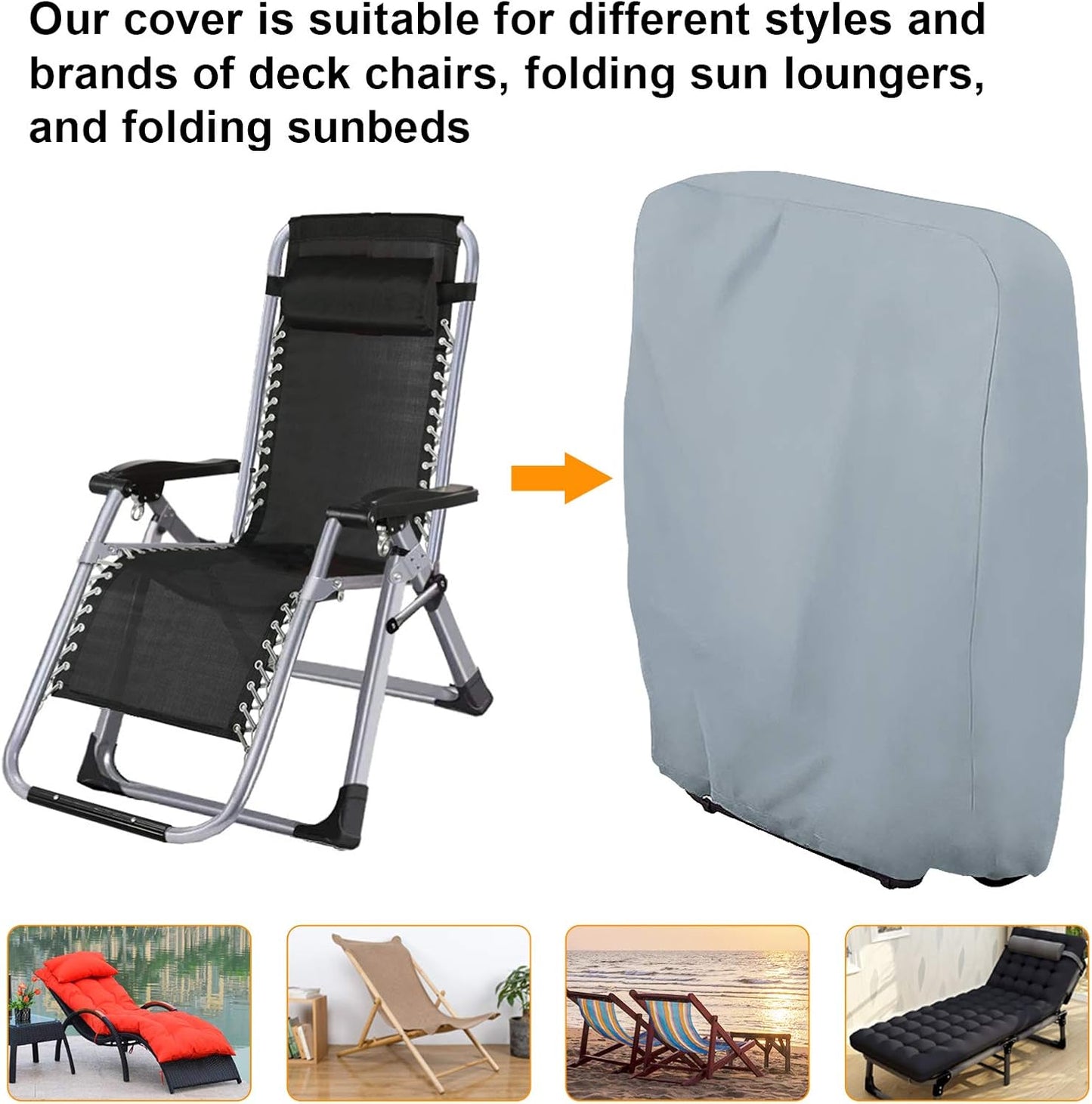 Uranshin 2PCS, 28" 13" 43" Outdoor Folding Chair Covers Zero Gravity Chair Covers Waterproof, Sturdy Folding Patio