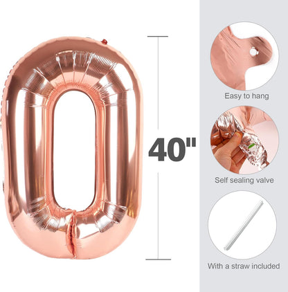 Regine Switzerland 50 Balloon Number - Rose Gold 40-Inch Birthday Decorations for 50th Celebrations | Perfect for Weddings, Anniversaries, and Graduations