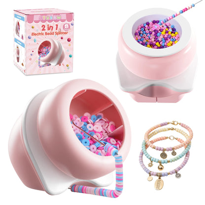 ETUDAW Electric Bead Spinner Tools, 2 in 1 Rechargeable Clay Bead Kit and Cordless Seed Bead Spinner for Jewelry Making, Automatic Bracelet Maker Machine, DIY Arts and Crafts Holiday Birthday Gifts