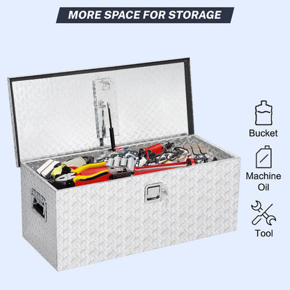Truck Bed Tool Box – Heavy Duty Aluminum, Waterproof & Lockable Storage for Pickup Beds, RVs & Trailers – Secure Organizer with Side Handles, Gas Strut Lid, Bed-Mounted (with two small box)