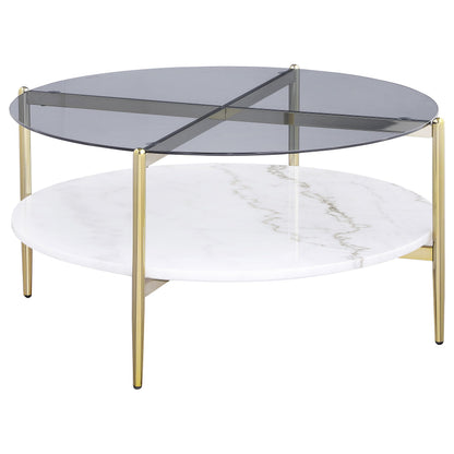 Coaster Home Furnishings Jonelle 2-Piece Round Coffee and End Table Set Gold