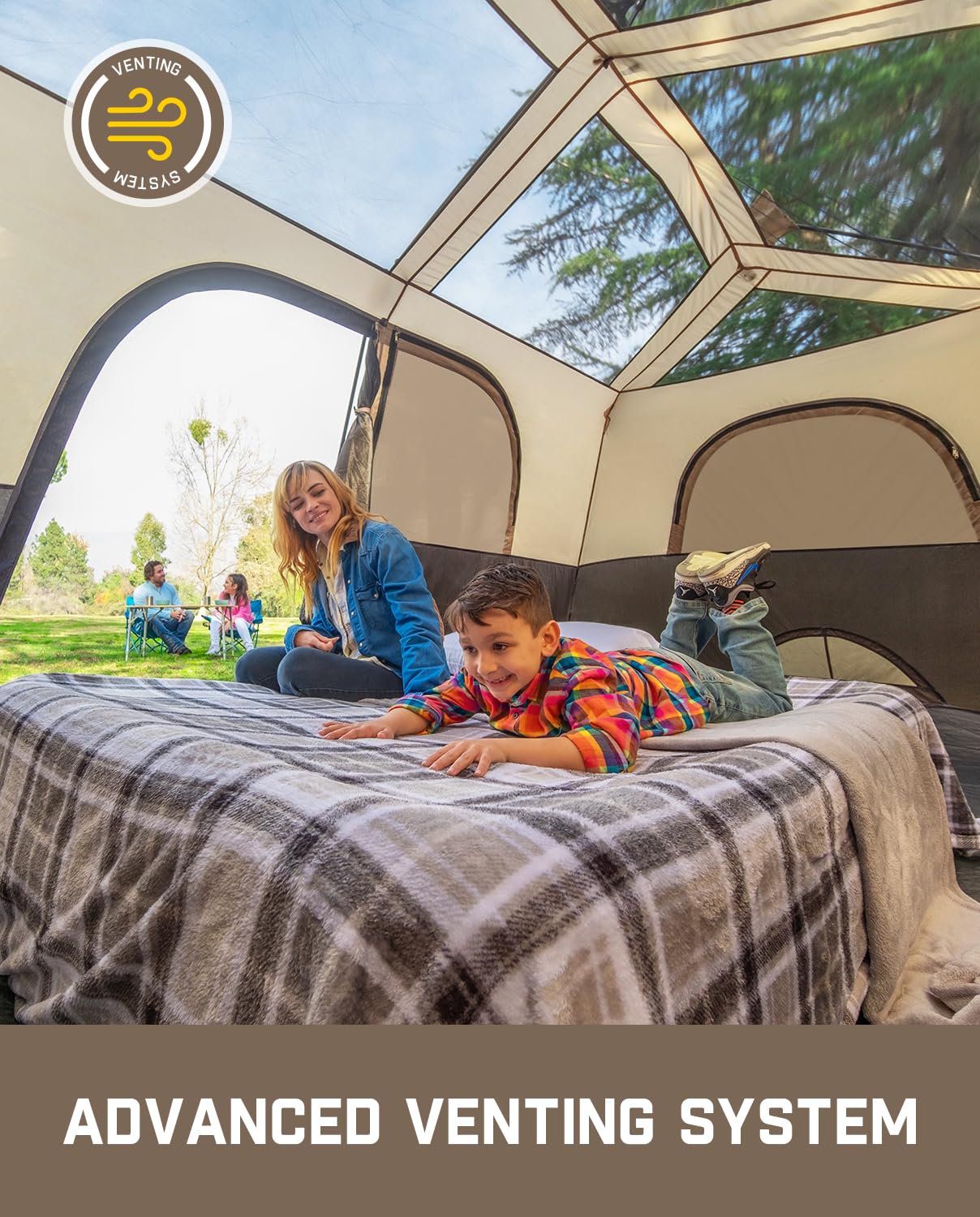 FanttikOutdoor Zeta C8 Pro Max Instant Cabin Tent 8 Person Camping Tent Setup in 60 Seconds with Rainfly & Windproof Portable with Carry Bag for Family Camping & Hiking, Upgraded Ventilation, Khaki