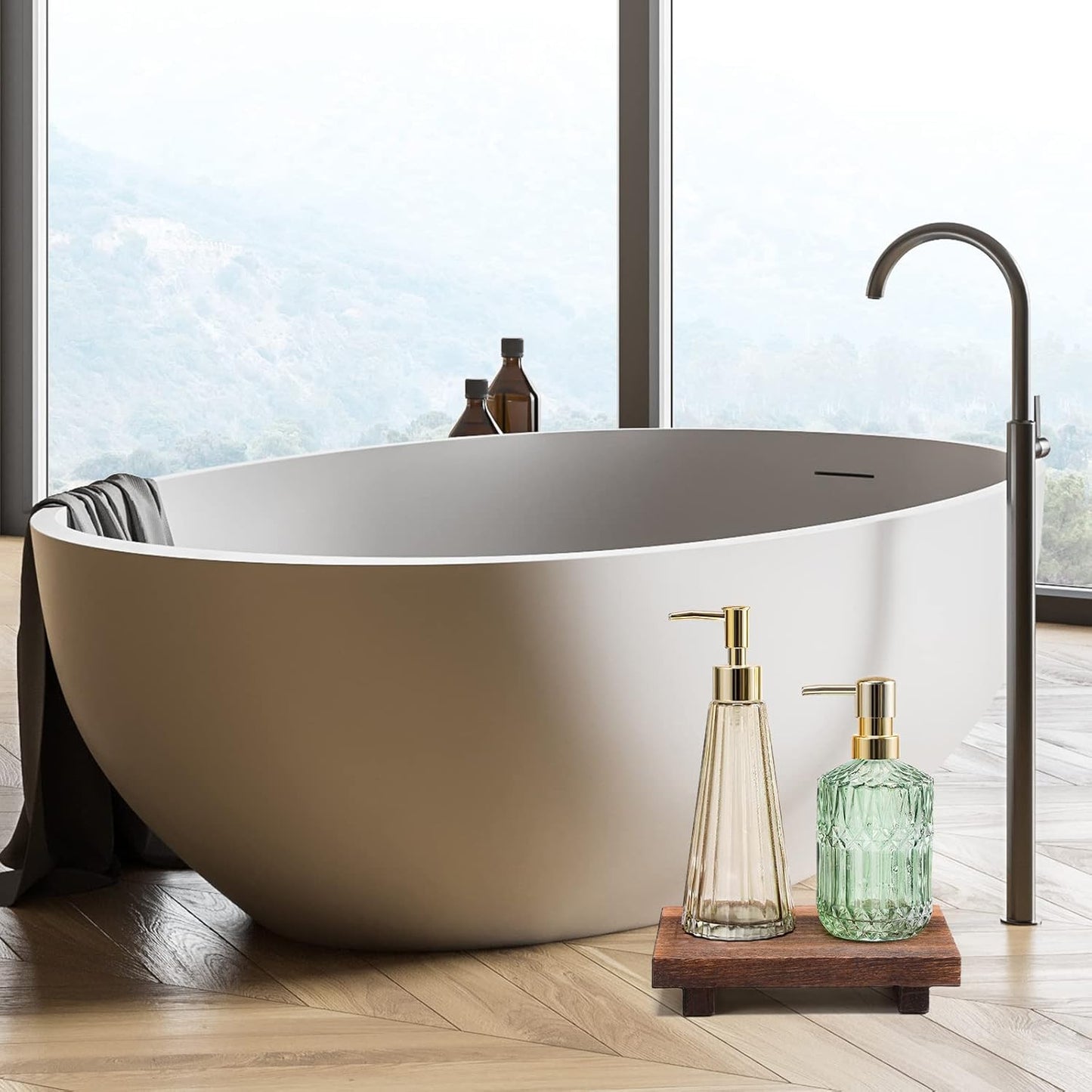 2 Counter Tiamon Pcs Wood Pedestal Stand Riser Wood Riser Soap Stand for Bathroom Farmhouse Soap Tray for Home Kitchen