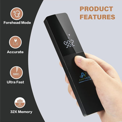 Amplim No-Touch Forehead Thermometer for Adults and Kids, Non-Contact Digital Baby Thermometer for Infants/Newborns. Medical Grade Touchless Temporal Temperature for Fever