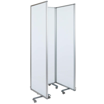 Flash Furniture Raisley 3-Section Mobile Magnetic Whiteboard Partition for Classrooms or Offices, Rolling Dry Erase Board Room Divider, 72"H x 24"W