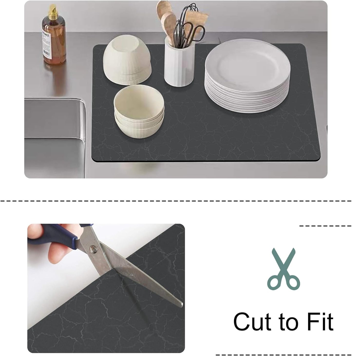 Golener Coffee Bar Mat, Under Coffee Maker Mat, 23"x15" Coffee Tray Mat Under Coffee Machine, Dark Gray Rubber Mat