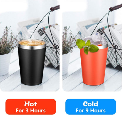 VEGOND 12oz Black Tumbler - Stainless Steel Vacuum Insulated Double Wall Travel Tumbler with Lid and Straw, Reusable (1