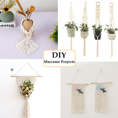 169pcs Macrame Kits for Beginners 3mm x 220yards Natural Cotton Macrame Cord Wall Hanging Kit, Best Macrame Supplies for Macrame Plant Hanger with Wooden Beads,Wooden Rings,Wooden Sticks,S Hooks