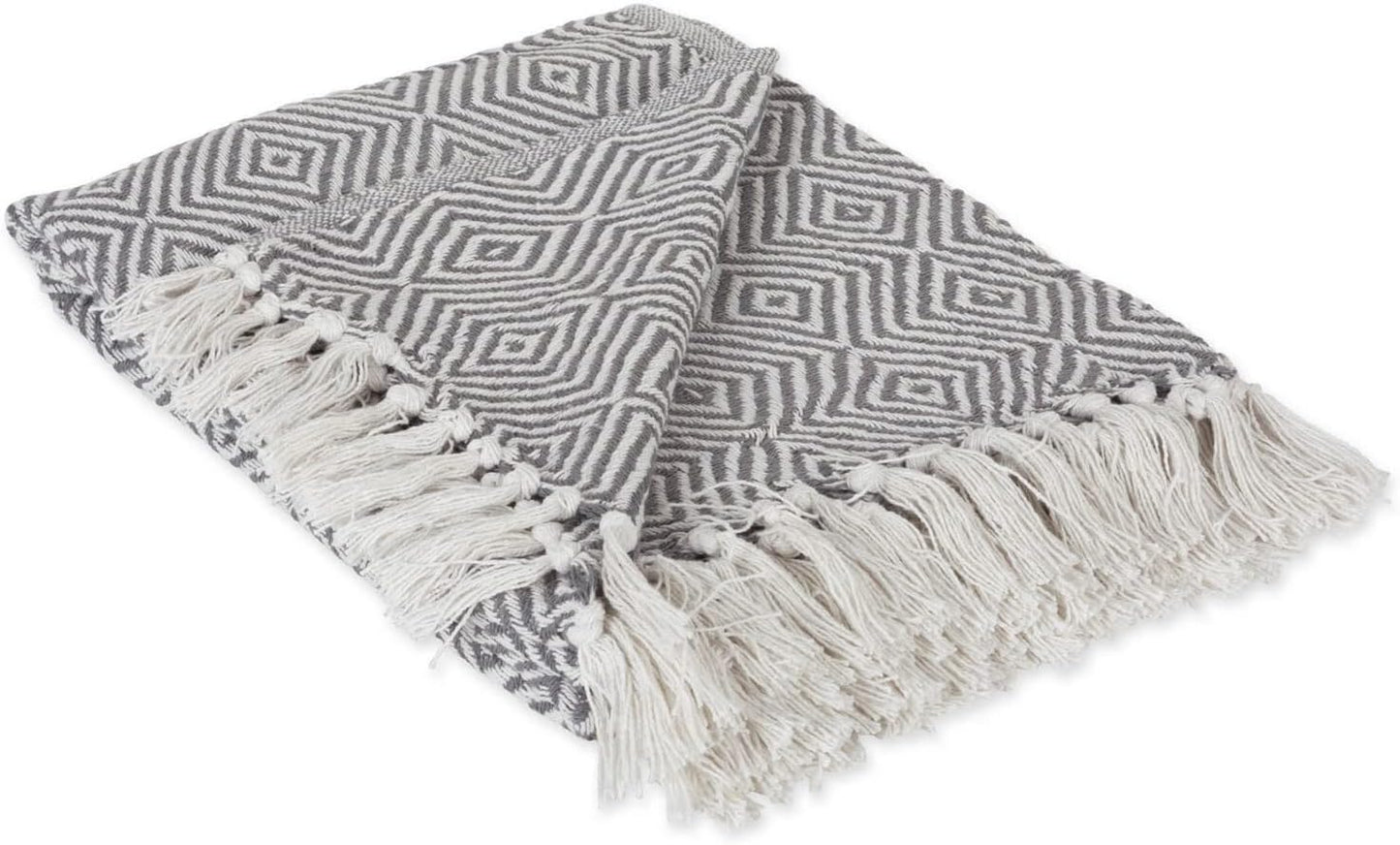 DII Diamond Throw Collection, Woven Cotton, 50x60, Mineral Gray