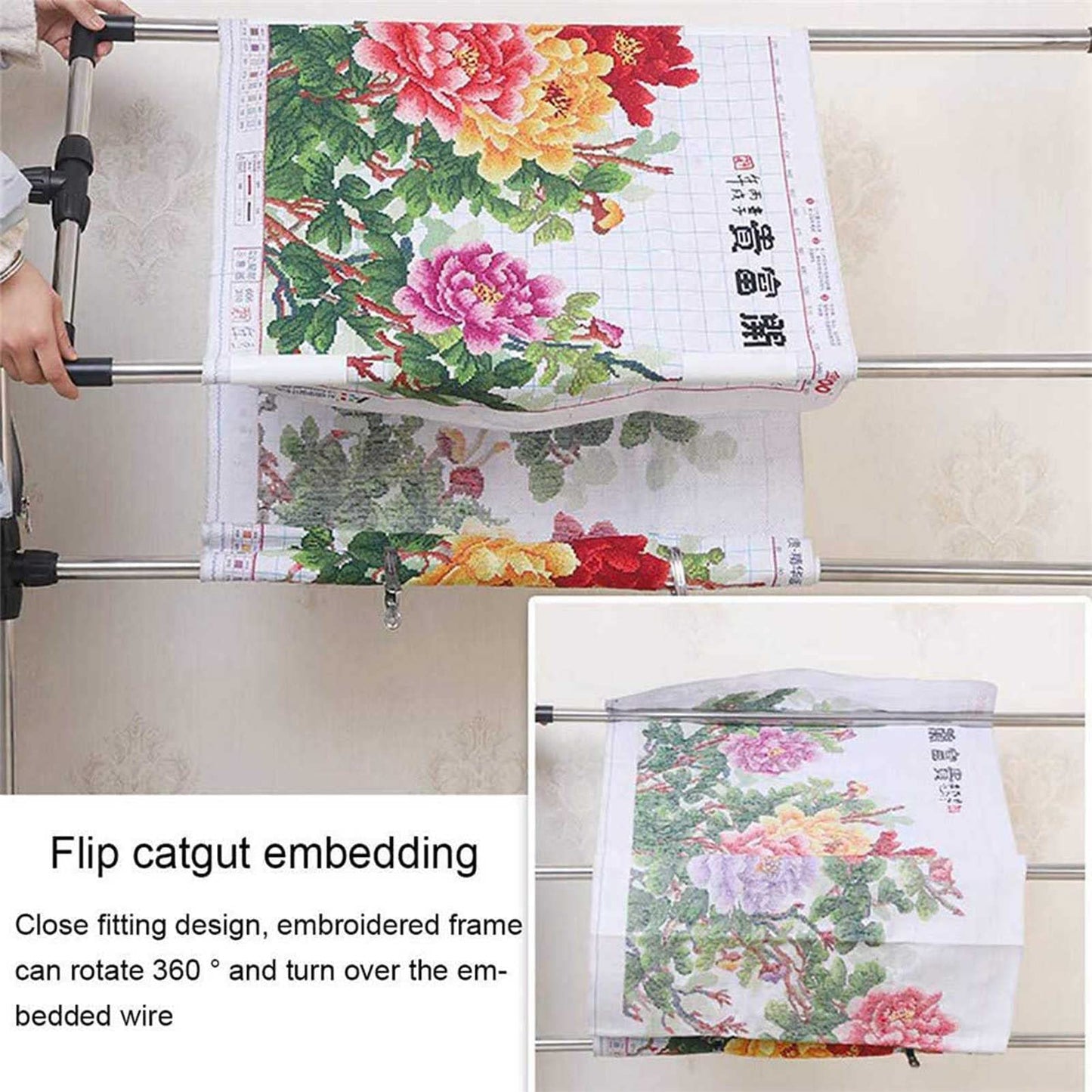 Adjustable Needlework Floor Frame, for Embroidery and Cross Stitch, Standing Craft Stand and Lap Table for Sewing and Art, Convenient Holder for DIY Projects.