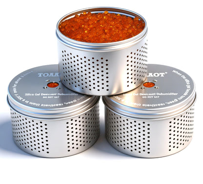 TOAAOT Gun Safe Dehumidifier, Moisture Absorber, 200g Small Silica Gel Desiccant Canister for Gun Cabinets & Safes, Aluminum Shell, Reusable
