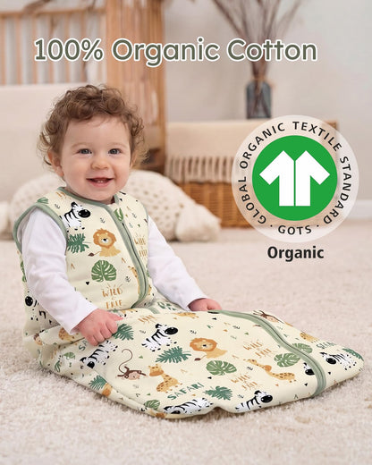 Yoofoss Baby Sleep Sack - 1.5 Tog Wearable Blanket for 0-6 Months | Soft Organic Cotton, 2-Way Zipper