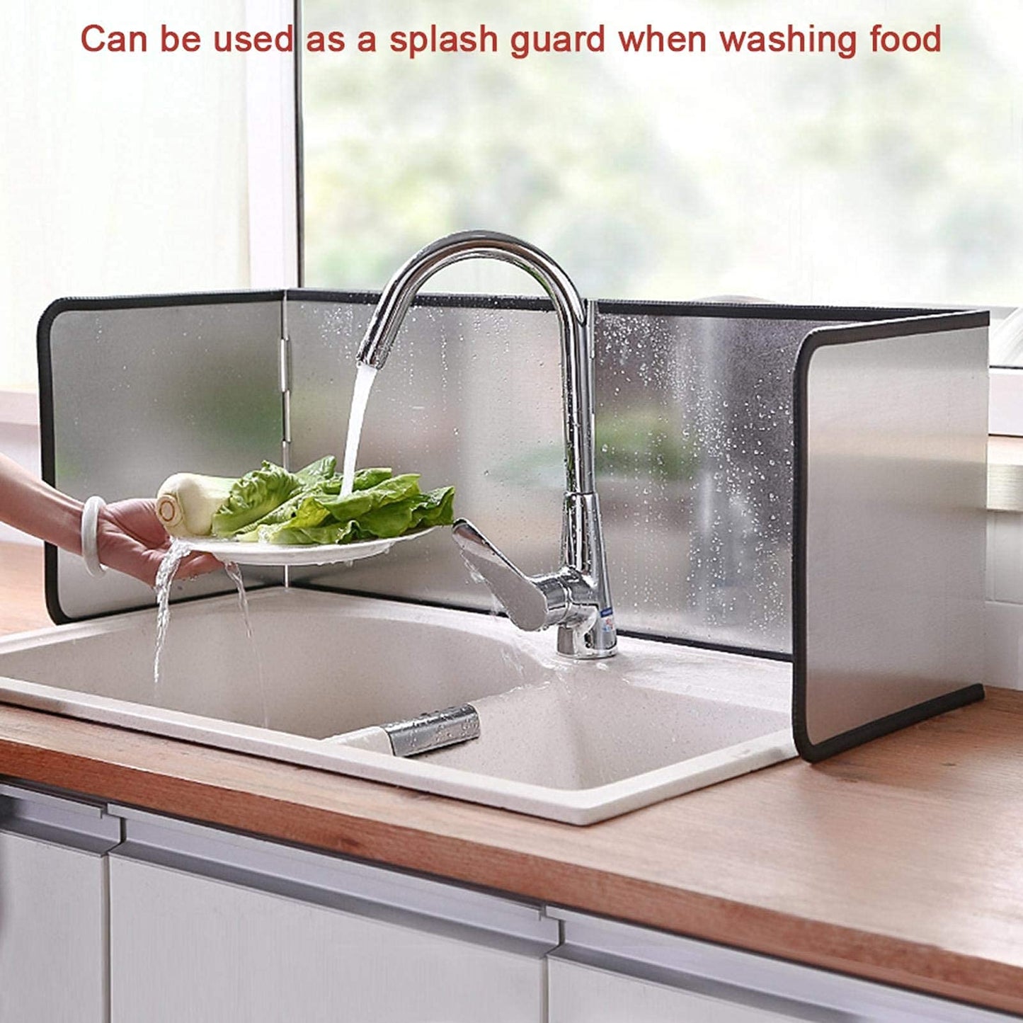 4 Sided Oil Splatter Guard Grease Splatter Guard Stove Splatter Guard, Splatter Guards Splatter Screen for Frying Pan,Large Foldable Splash Guard for Stove Top, Steel Anti Splatter Shield