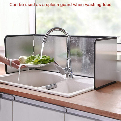 4 Sided Oil Splatter Guard Grease Splatter Guard Stove Splatter Guard, Splatter Guards Splatter Screen for Frying Pan,Large Foldable Splash Guard for Stove Top, Steel Anti Splatter Shield