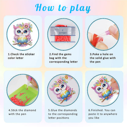 xackcme 48 Pcs Diamond Art Painting Sticker Kits for Kids, Animal Diamond Gem Stickers Kit, 5D Animals Gem Art Stickers Mosaic for Kids Gift for Boys Girls 4-8-10-12 Years Old