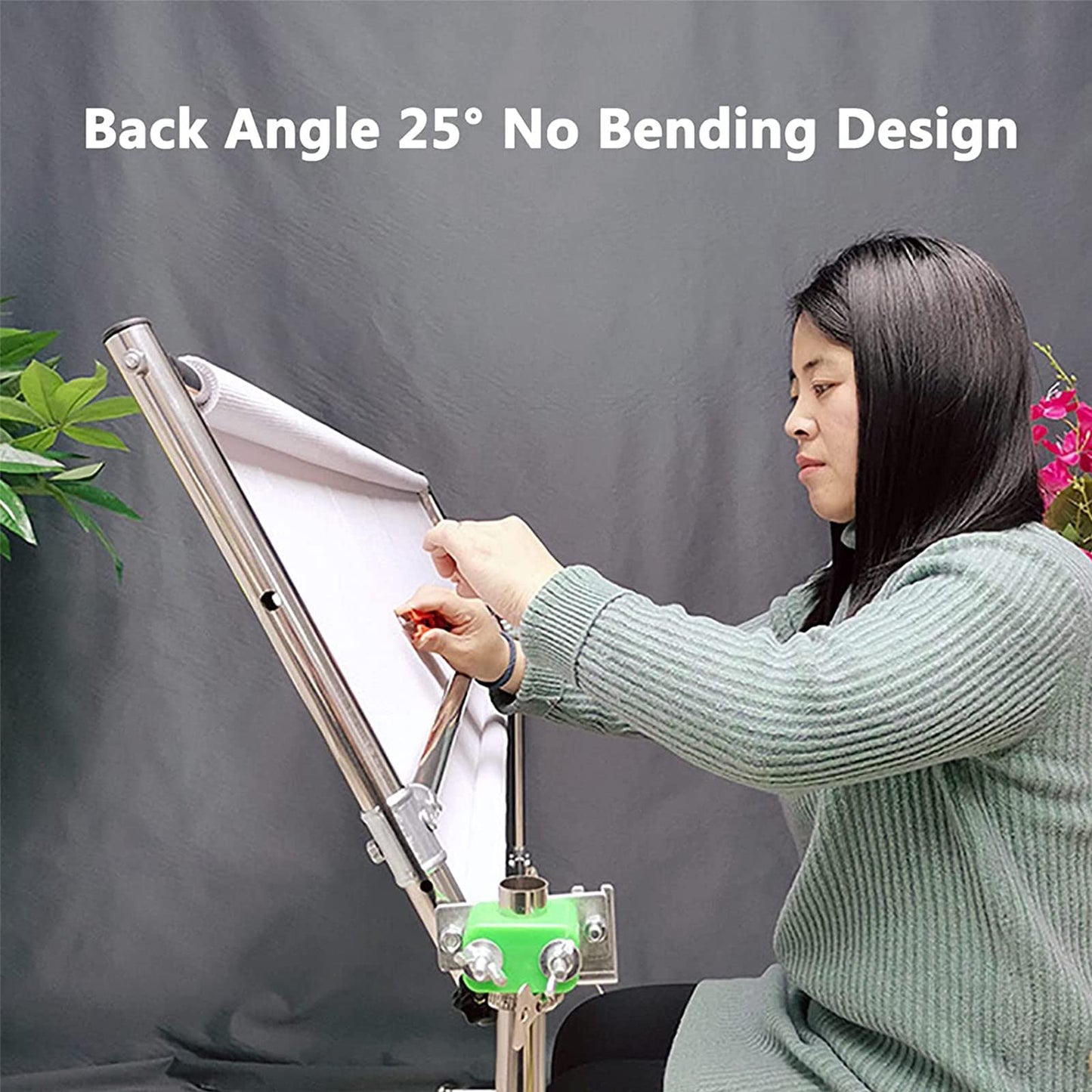ELUKHT Stainless Steel Cross Stitch Frame, Adjustable Embroidery Hoop Holder, with 2 Levels Adjustable Height and Back Angle 25°, No-Bend Design, for Arts Crafts Sewing Needlework