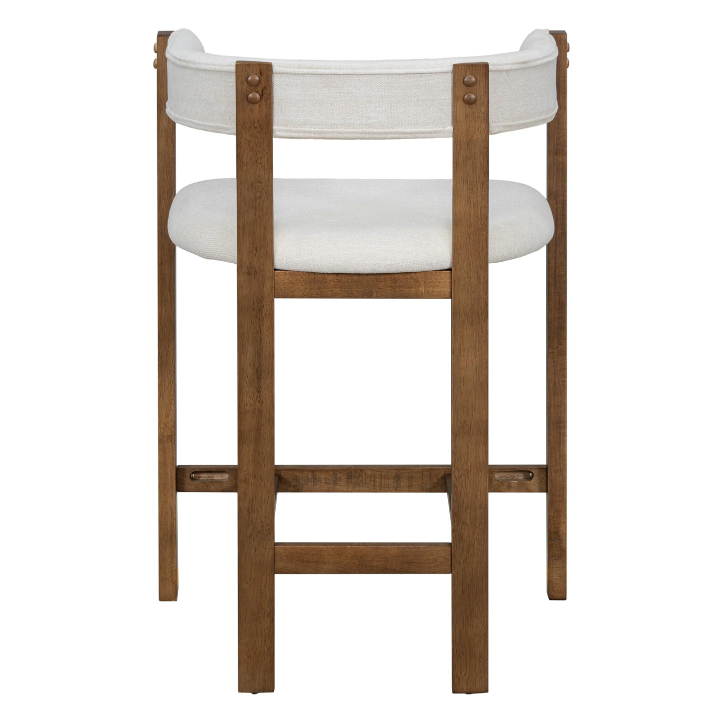 Christopher Knight Home Set of 2 Rylan Modern Fabric Upholstered Dining Room Counter Height Barstools,Kitchen Island Rubberwood Counter Stool,Armchair with Footrest+Curved Backrest,Beige+Walnut