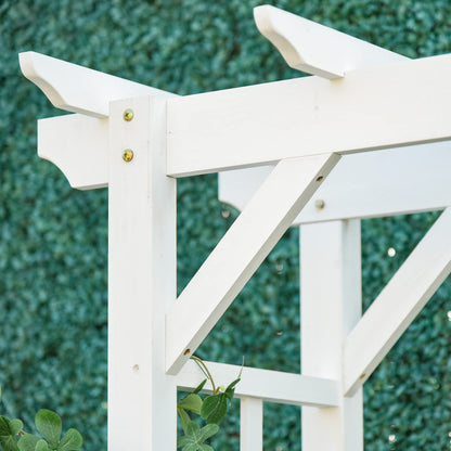 85" Wooden Garden Arbor for Wedding & Ceremony, Outdoor Garden Arch Trellis for Climbing Vines – White