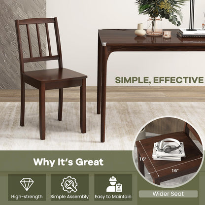 NAFORT Wooden Dining Chairs Set of 6, Slat High Back Solid Rubber Wood Chair, Vintage Dining Room Chairs with Max Load of 400 Lbs for Kitchen Table, Dining Room, Cafe, Restaurant
