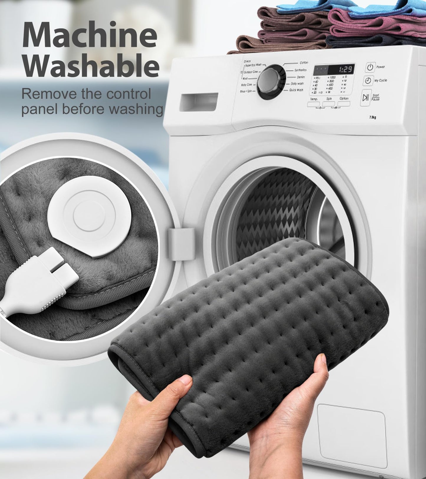 Heating pad for Back, Neck, Shoulder, Cramps and Leg Pain Relief, Heat Pads Christmas Gifts for Women, Men, Mom, Dad, Auto-Off,Machine Washable,Moist Dry Heat Options,Extra Large 12"x24"
