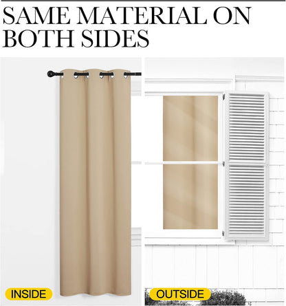 NICETOWN Room Darkening Curtains - Thermal Insulated Grommet Draperies, Biscotti Beige, 2 Panels (W42 x L48)