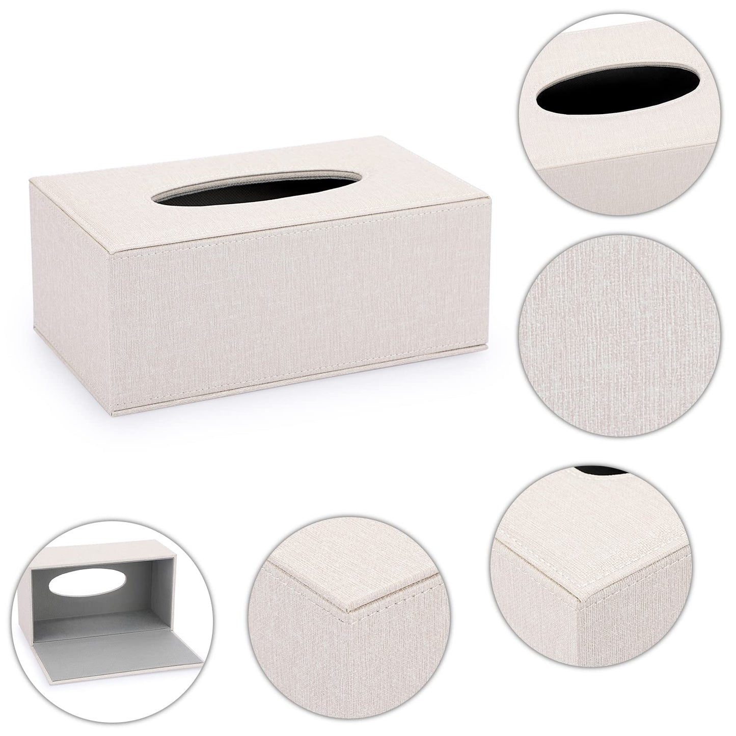 Sumnacon Tissue Box Cover Rectangle Linen Tissue Box,Stylish Tissue Box Holder with Magnetic Bottom,Decorative Tissue Cover for Bathroom Toilet Bedroom Living Room Table Desk Office, Beige
