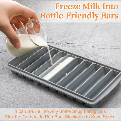 2 10-1 oz Eaasty Pieces Breastmilk Storage Container Baby Food Milk Silicone Freezer Trays with Lid Breastmilk Freezer