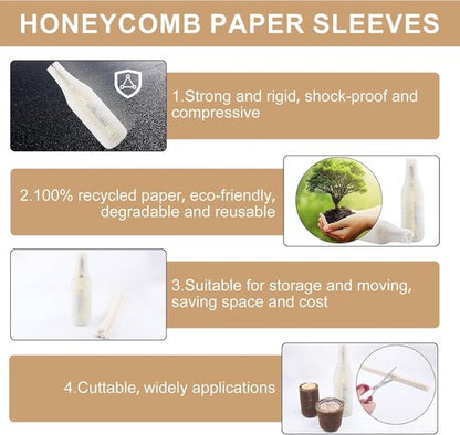 64 Set Wine Bags for Travel Honeycomb Paper, Reusable Wine Bottle Protector Sleeves, Unbreakable Wine Travel Bags for Airplane Travel Transport Car Proof Safety Impact Resist White